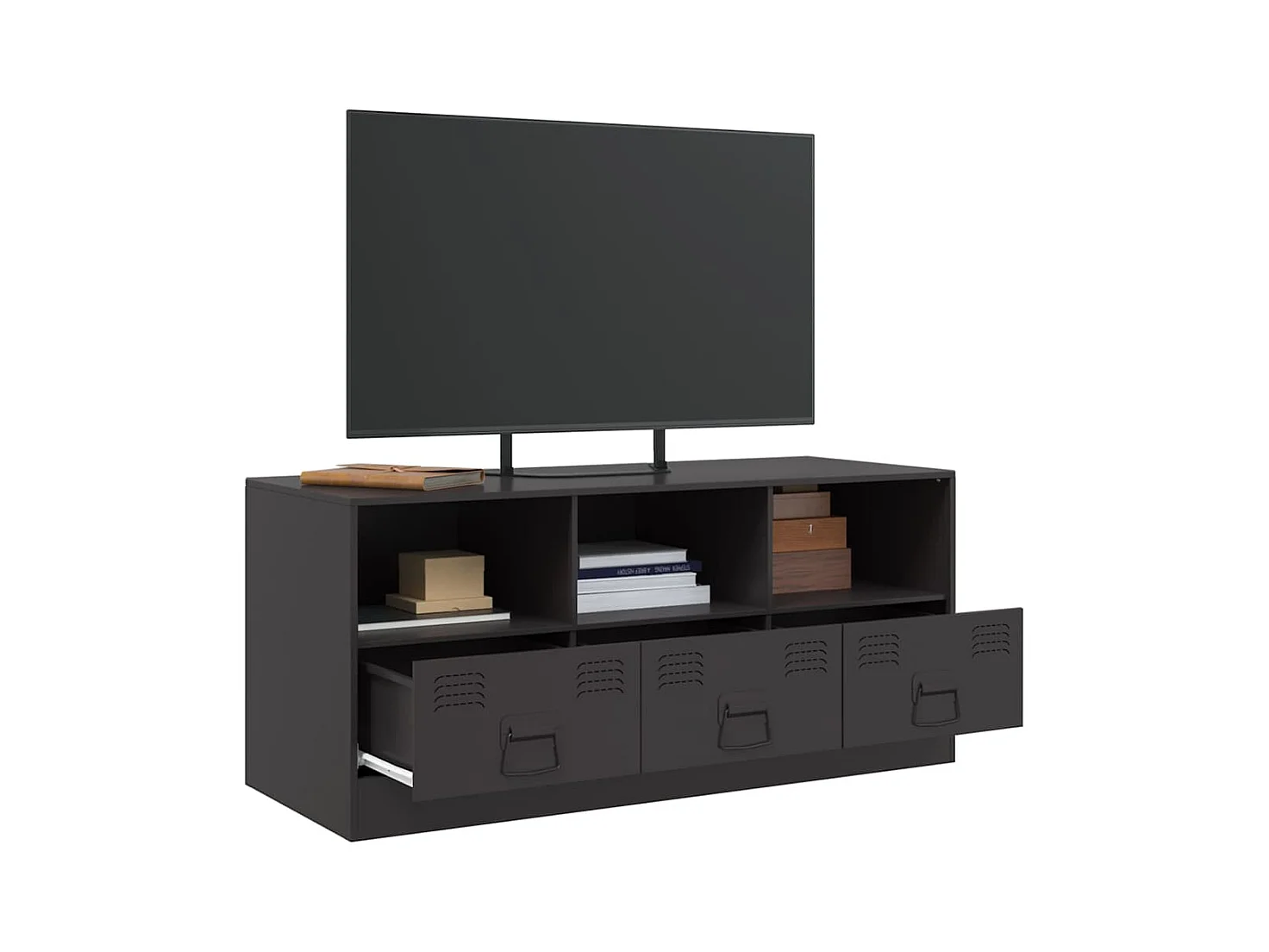 Mueble para TV  | Gabinete de TV |  Mueble de salón de acero negro 99x39x44 cm