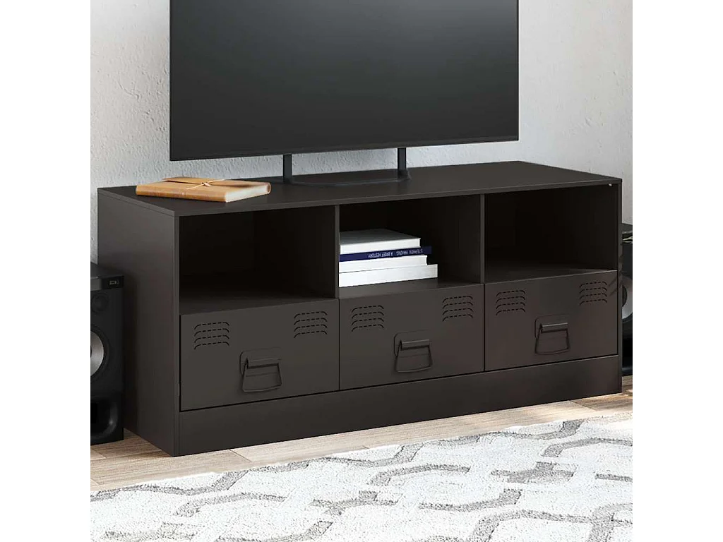Meuble TV | Banc TV | Armoire TV noir 99x39x44 cm acier