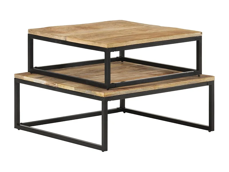 Tables gigognes 2 pcs Bois solide de manguier SHL41211