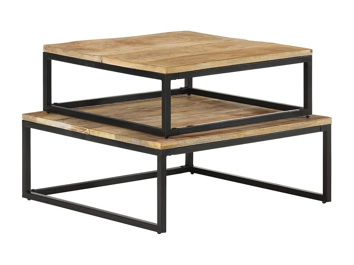 Salontafel Set van 2 | Bijzettafel massief mangohout SHL7144