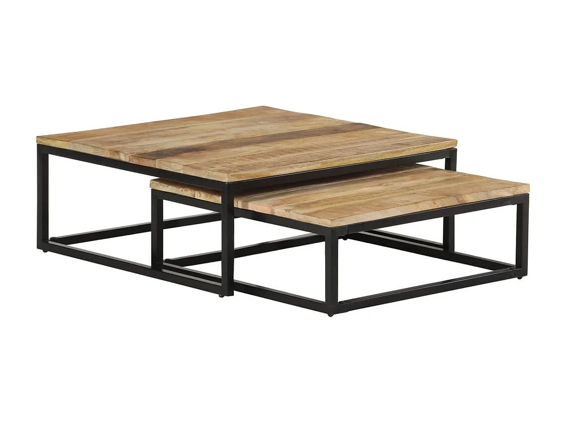 Salontafel Set van 2 | Bijzettafel massief mangohout SHL7144