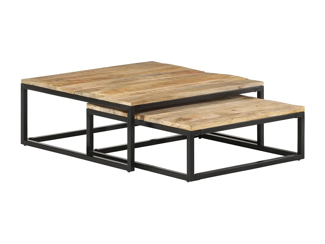 Salontafel Set van 2 | Bijzettafel massief mangohout SHL7144