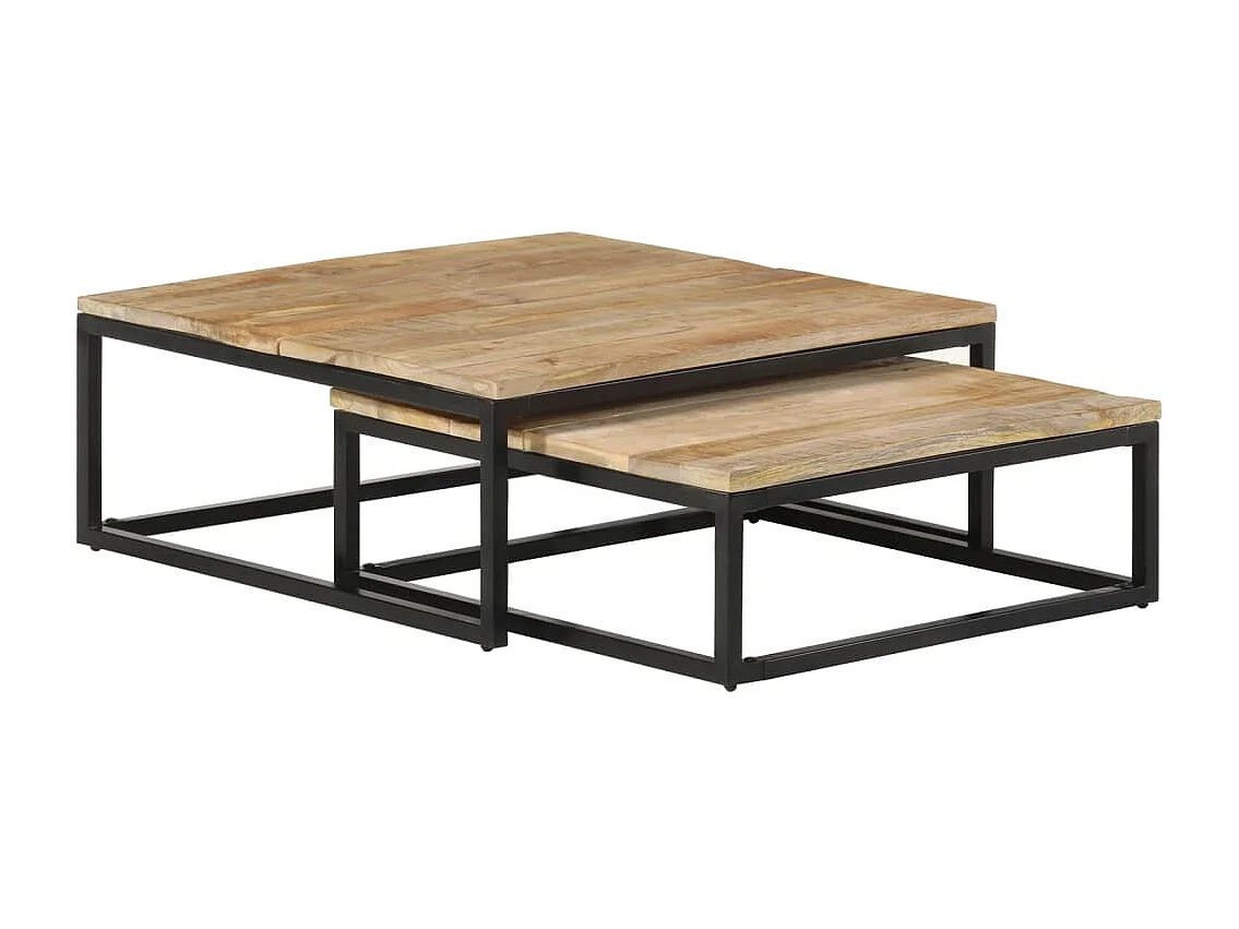 Salontafel Set van 2 | Bijzettafel massief mangohout SHL7144