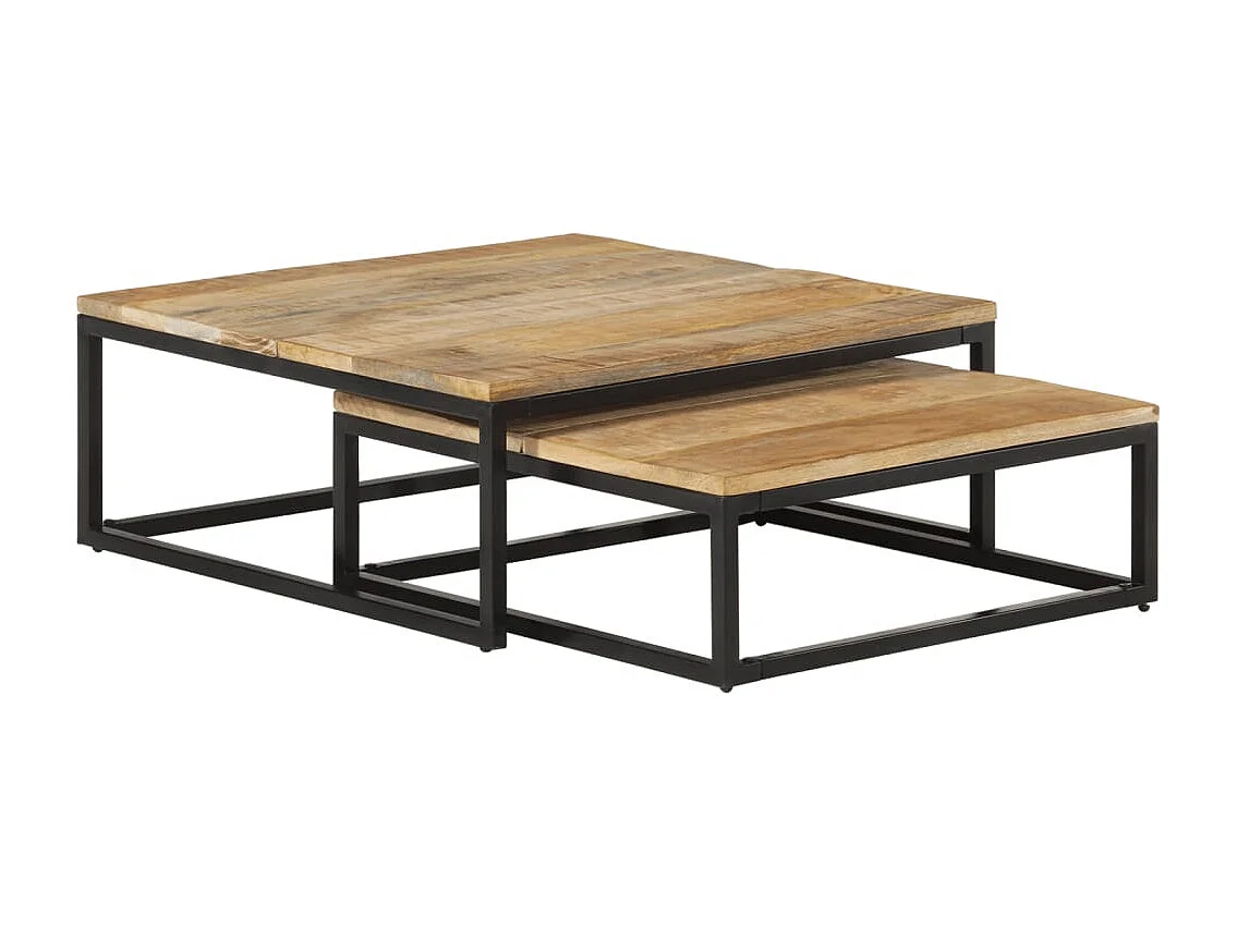 Salontafel Set van 2 | Bijzettafel massief mangohout SHL7144