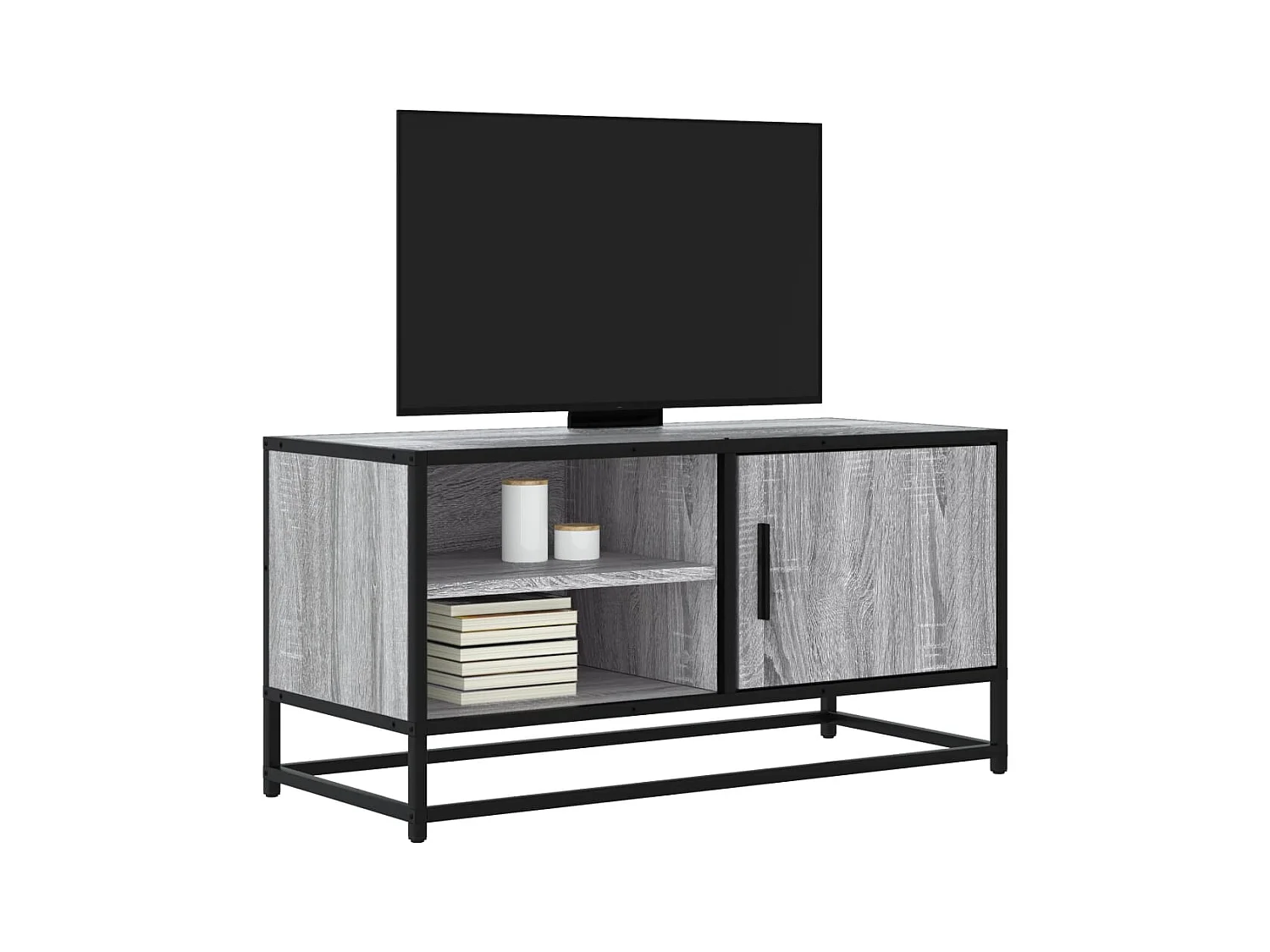 Tv-meubel | Tv-Bank | TV-kast80x34,5x40 cm bewerkt hout metaal grijs sonoma eiken