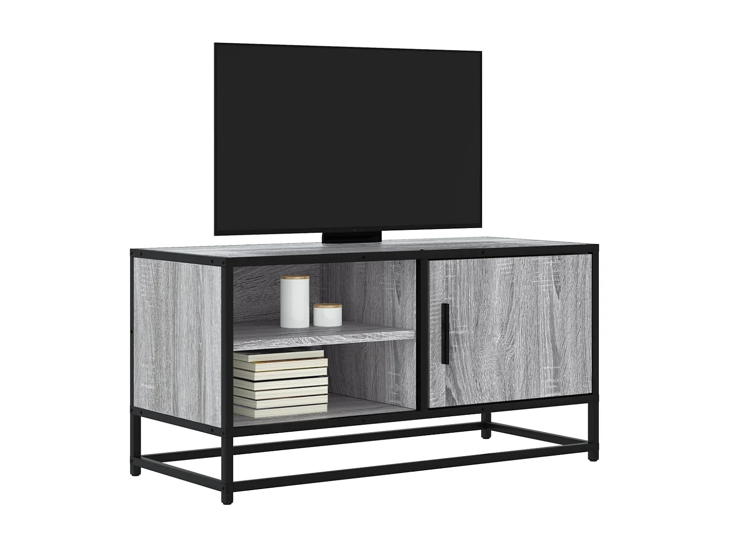 Tv-meubel | Tv-Bank | TV-kast80x34,5x40 cm bewerkt hout metaal grijs sonoma eiken