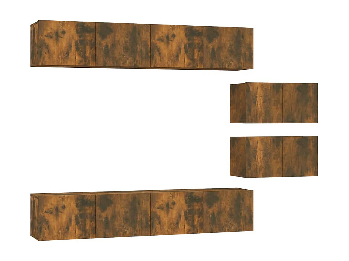 Set de muebles de TV | Gabinetes de TV |  Muebles de salón 6 pzas madera contrachapada roble ahumado