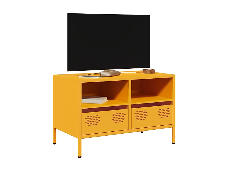 Meuble TV | Banc TV | Armoire TV jaune moutarde 68x39x43,5 cm acier laminé à froid