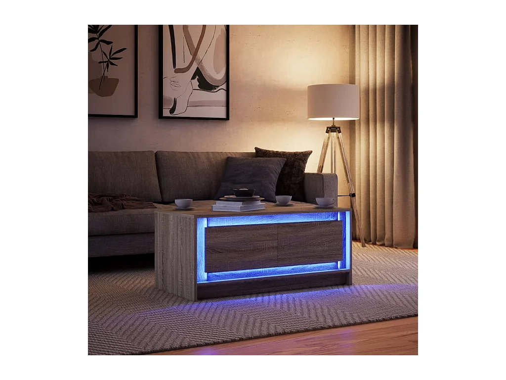 Mesa de centro-Mesa auxiliar madera maciza mango y contrachapada 80x54x40 cm SHL2607