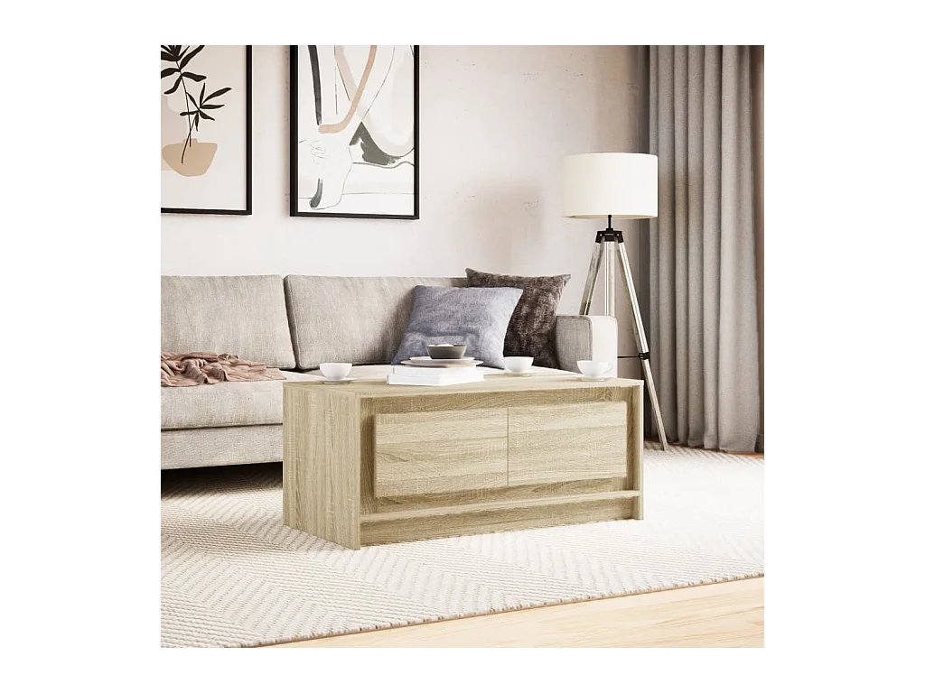 Mesa de centro-Mesa auxiliar madera maciza mango y contrachapada 80x54x40 cm SHL2607