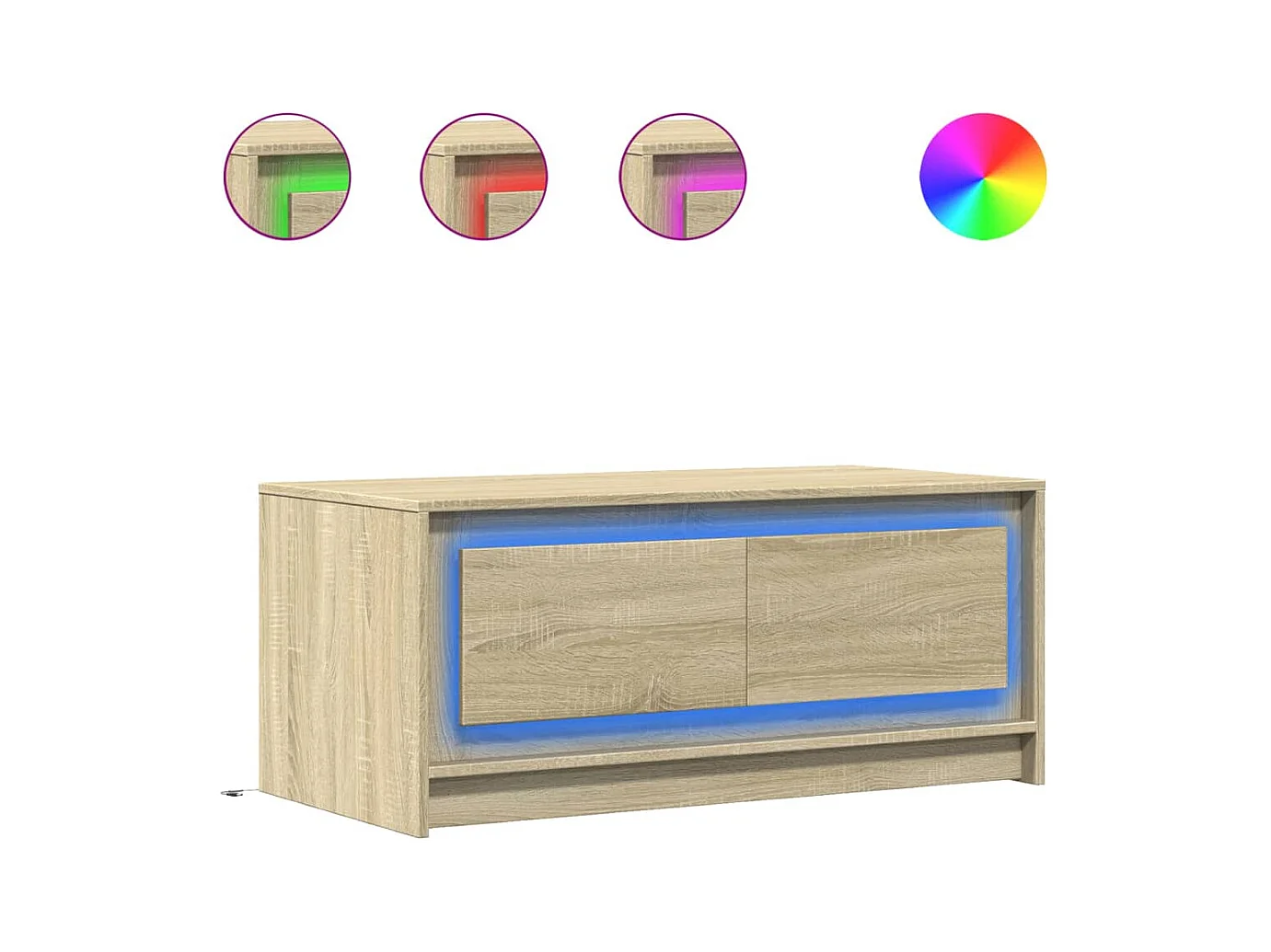 Table basse salon-Table d'appoint avec lumières LED chêne sonoma bois d'ingénierie SHL78475