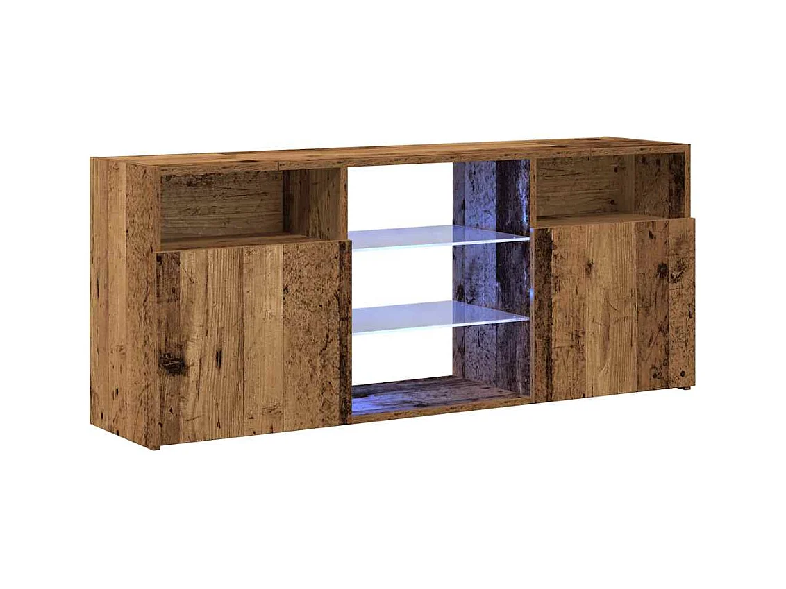 Mueble TV | Gabinete de TV | Mueble de salón luces LED madera ingeniería envejecida 120x30x50 cm
