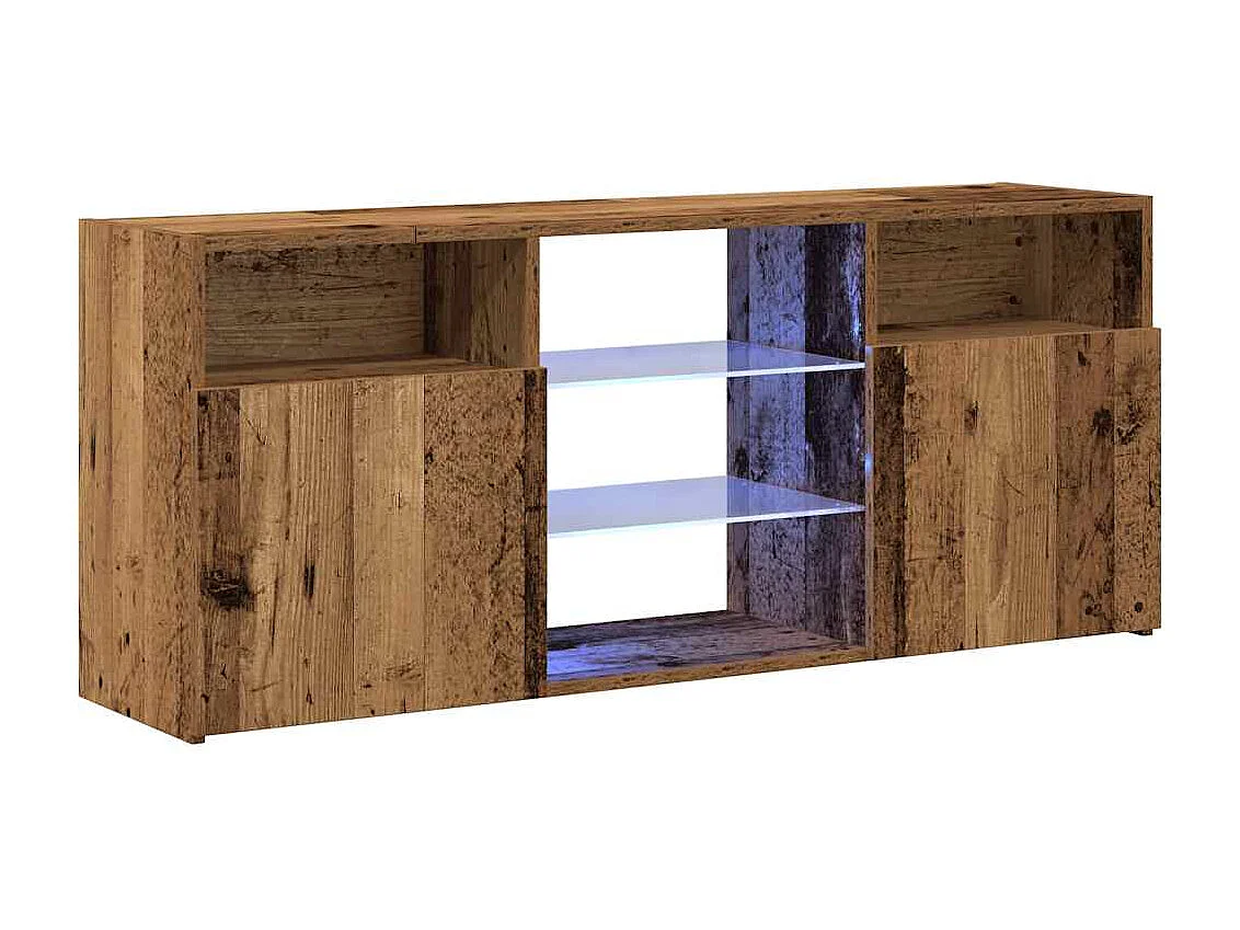 Mueble TV | Gabinete de TV | Mueble de salón luces LED madera ingeniería envejecida 120x30x50 cm