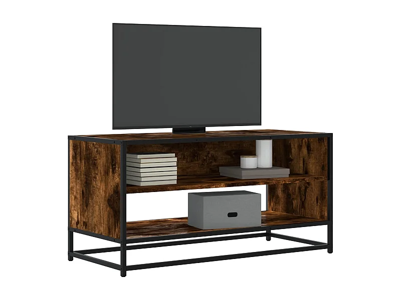 Mueble TV | Gabinete de TV | Mueble de salón metal y madera ingeniería roble humo 91x40x46 cm