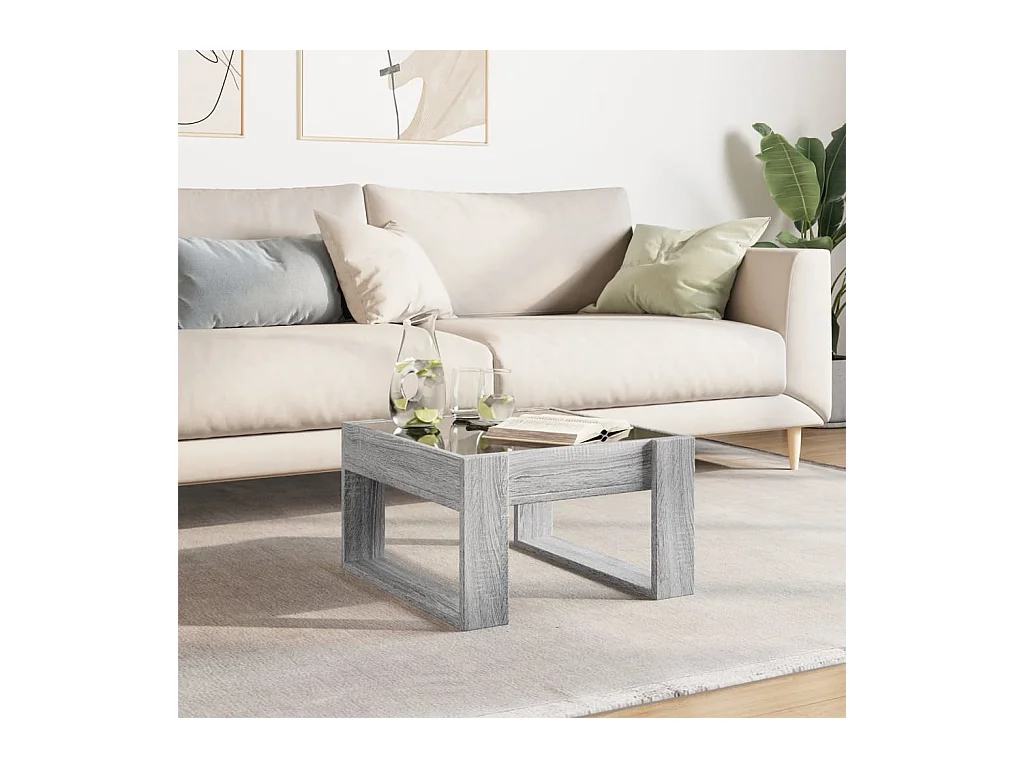 Mesa de centro-Mesa auxiliar madera de ingeniería gris hormigón 102x50x45 cm SHL2714