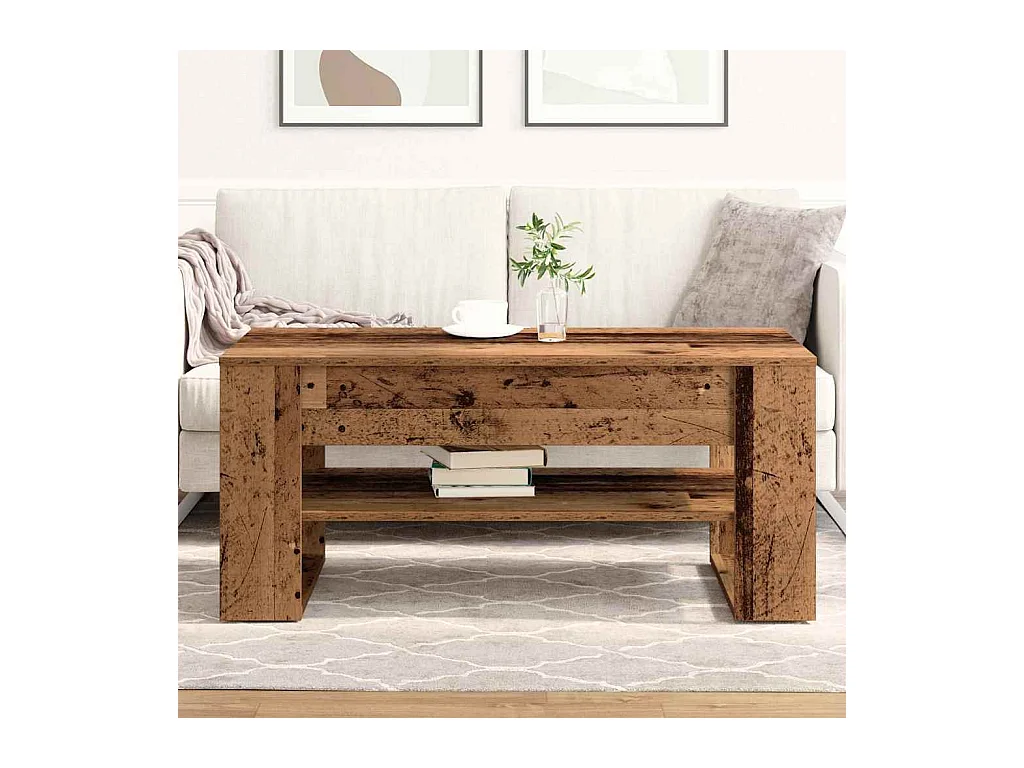 Mesa de centro-Mesa auxiliar-Mesita de centro madera contrachapada gris hormigón 80x50x40 cm SHL4184