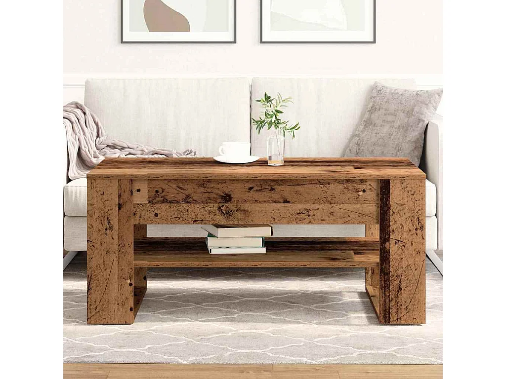 Couchtisch-Wohnzimmertisch-Beistelltische Altholz 102x55x45 cm Holzwerkstoff SHL8696