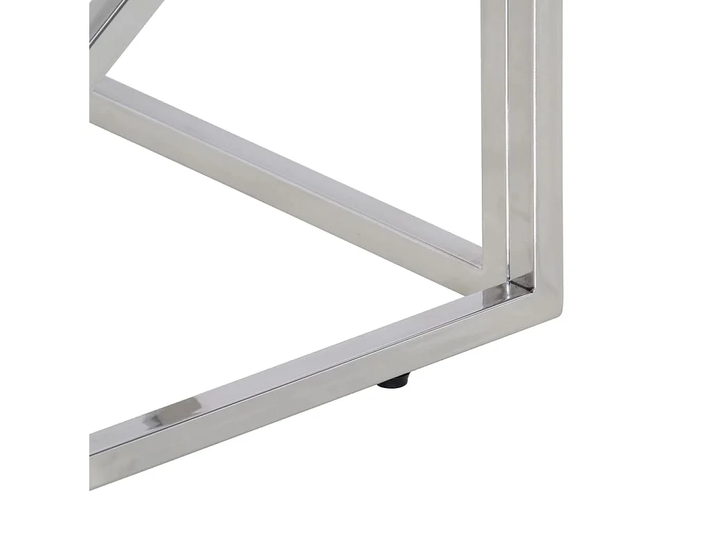 Couchtisch-Sofatisch-Beistelltische Silbern Edelstahl und Massivholz Akazie SHL34694