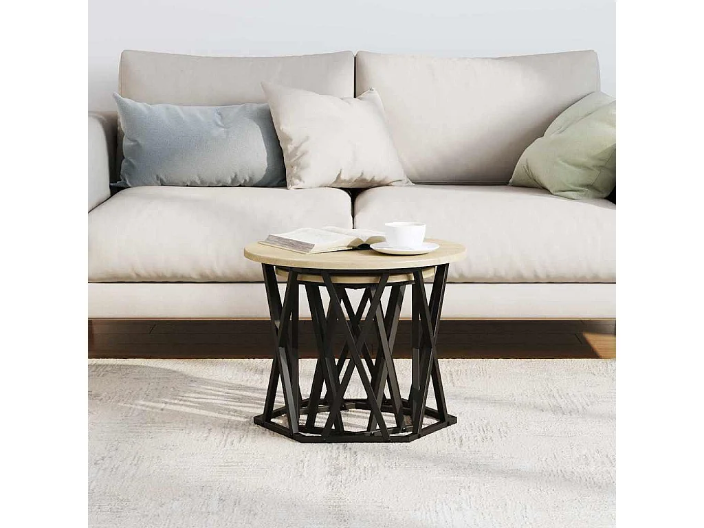 Mesa Lateral 2 pcs Carvalho sonoma 50x50x40 cm