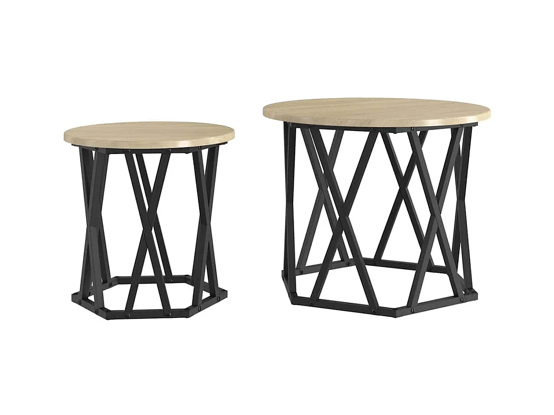 Tables d'appoint empilables 2 pcs Chêne Sonoma Bois reconstitué SHL66020