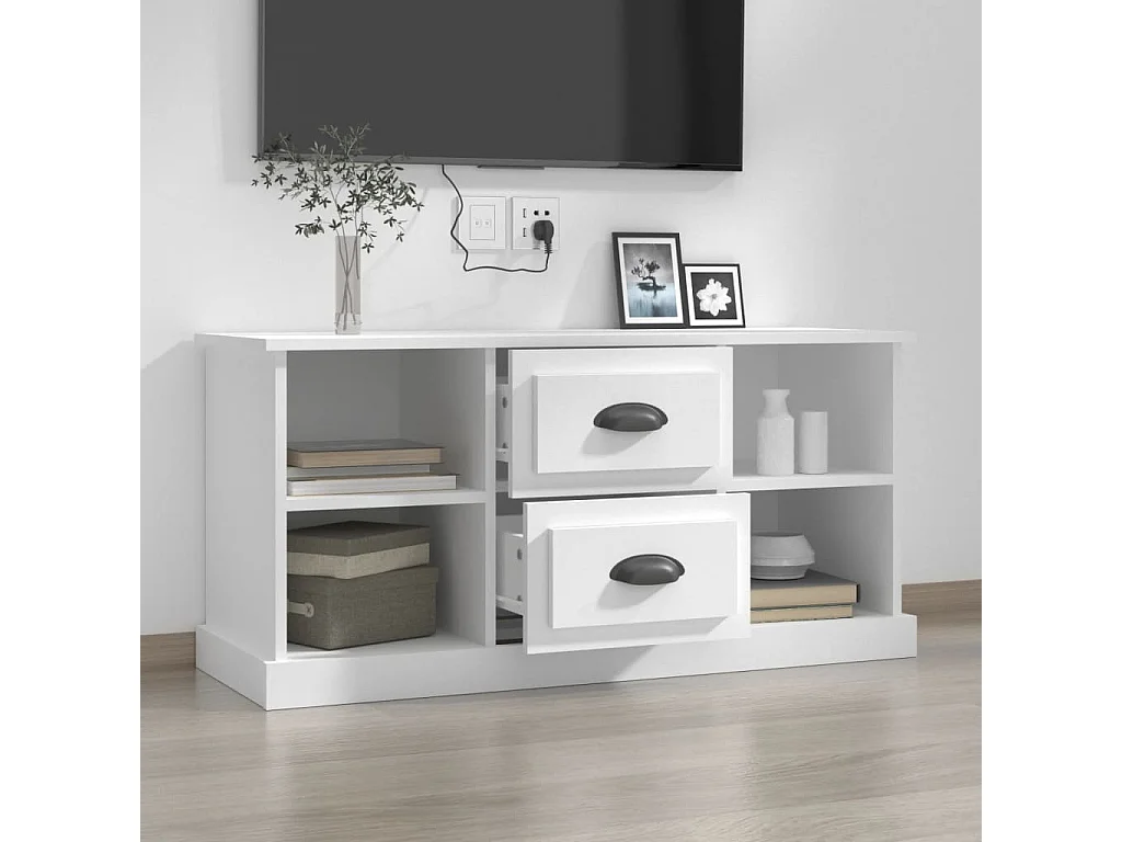 Mueble para TV  | Gabinete de TV |  Mueble de salón madera contrachapada blanco 99,5x35,5x48 cm
