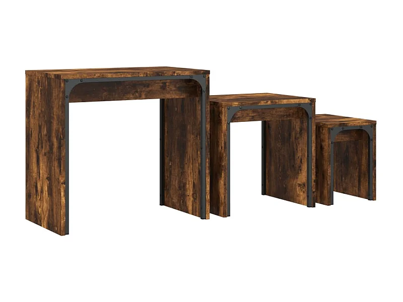 Tables basses gigognes 3 pièces chêne fumé bois d'ingénierie SHL89194