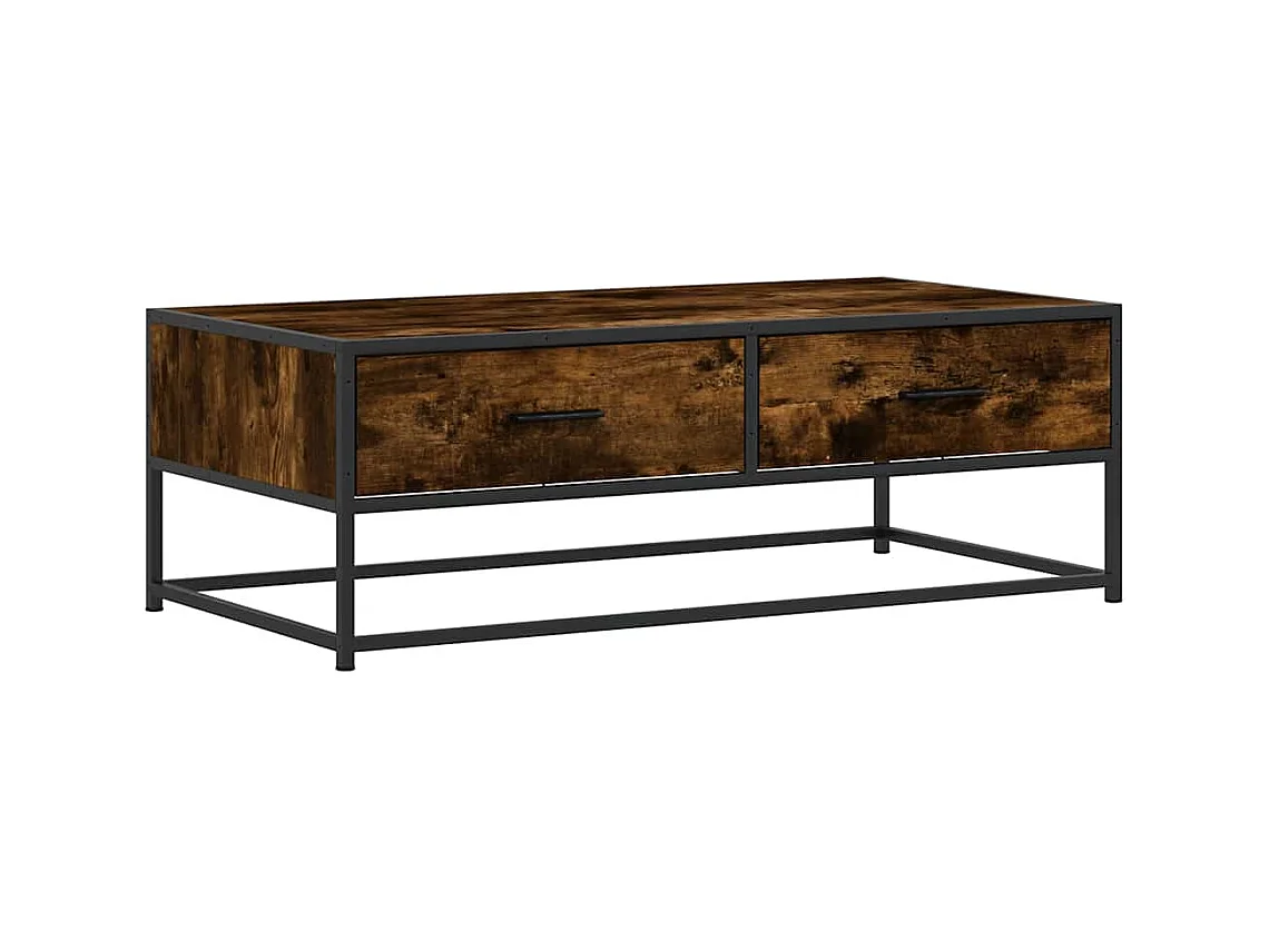 Table basse salon-Table d'appoint chêne fumé 100x50x35 cm bois d'ingénierie et métal SHL11120