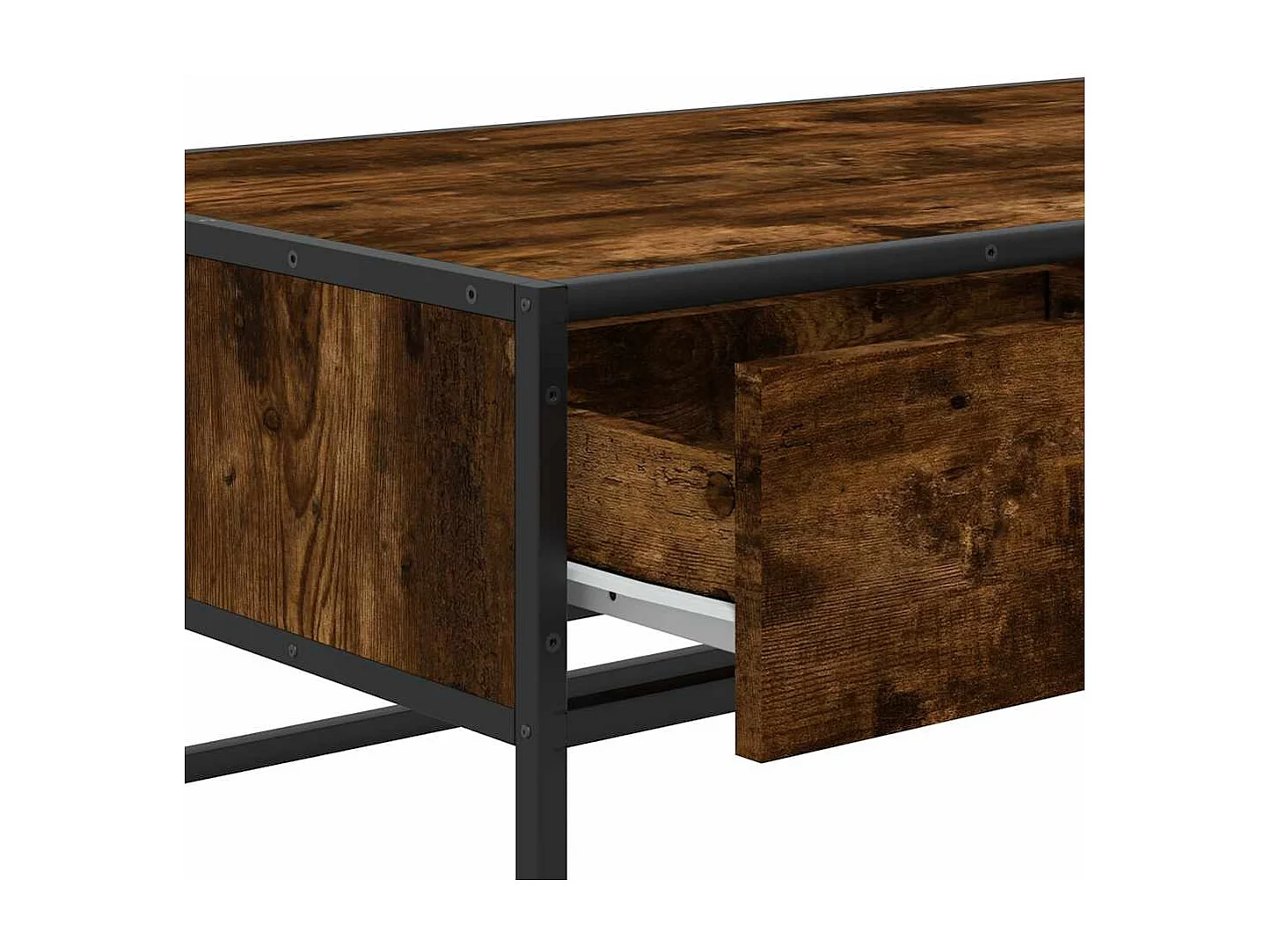 Couchtisch-Wohnzimmertisch-Beistelltische Räuchereiche 100x50x35 cm Holzwerkstoff und Metall SHL7889