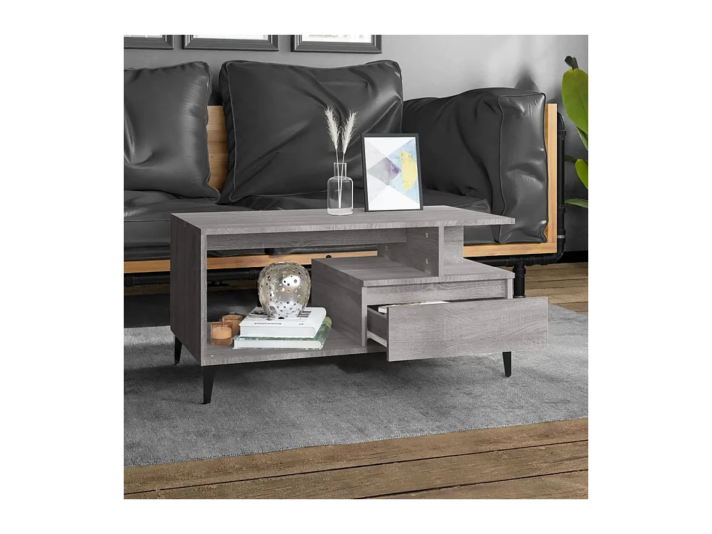 Table basse salon-Table d'appoint Sonoma gris 90x49x45 cm Bois d'ingénierie SHL7426