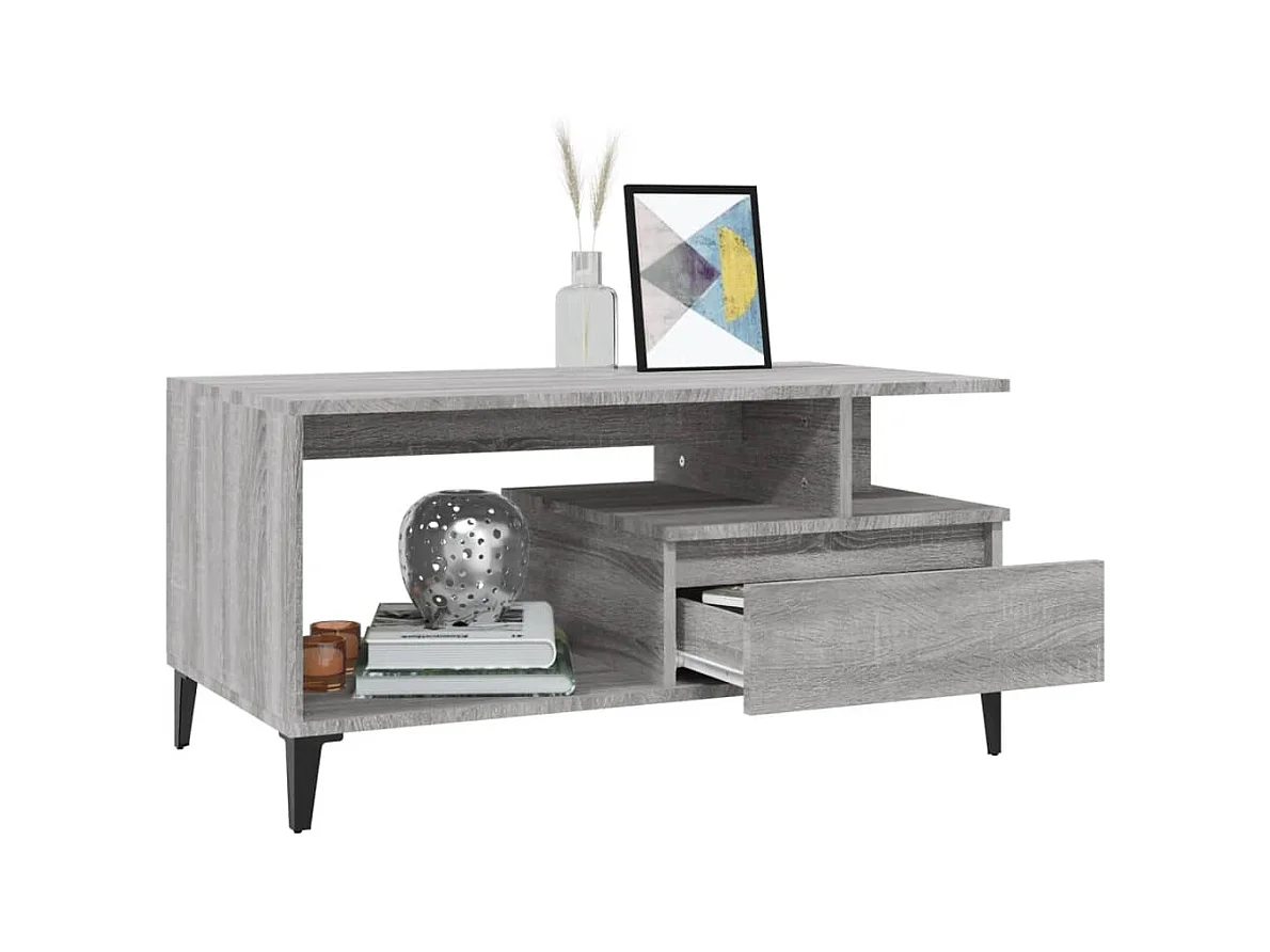 Table basse salon-Table d'appoint Sonoma gris 90x49x45 cm Bois d'ingénierie SHL7426
