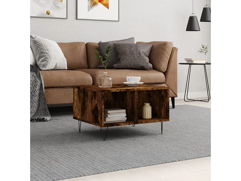 Mesa de centro | Mesa auxiliar madera ingeniería madera envejecida 102x55x42 cm SHL726