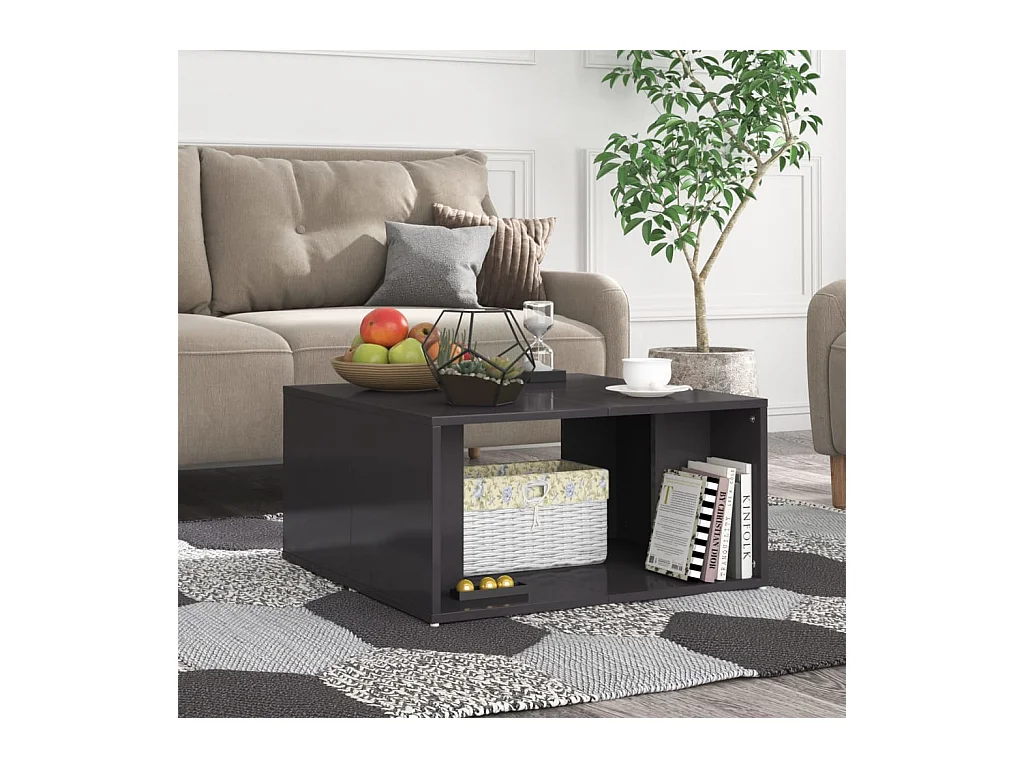 Mesa de centro | Mesa auxiliar con puertas de vidrio grs hormigón 102x50x42 cm SHL4370