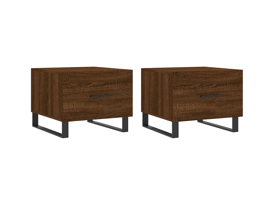 Lot de 2 Tables basses-Tables d'appoint chêne marron 50x50x40 cm bois d'ingénierie SHL44681
