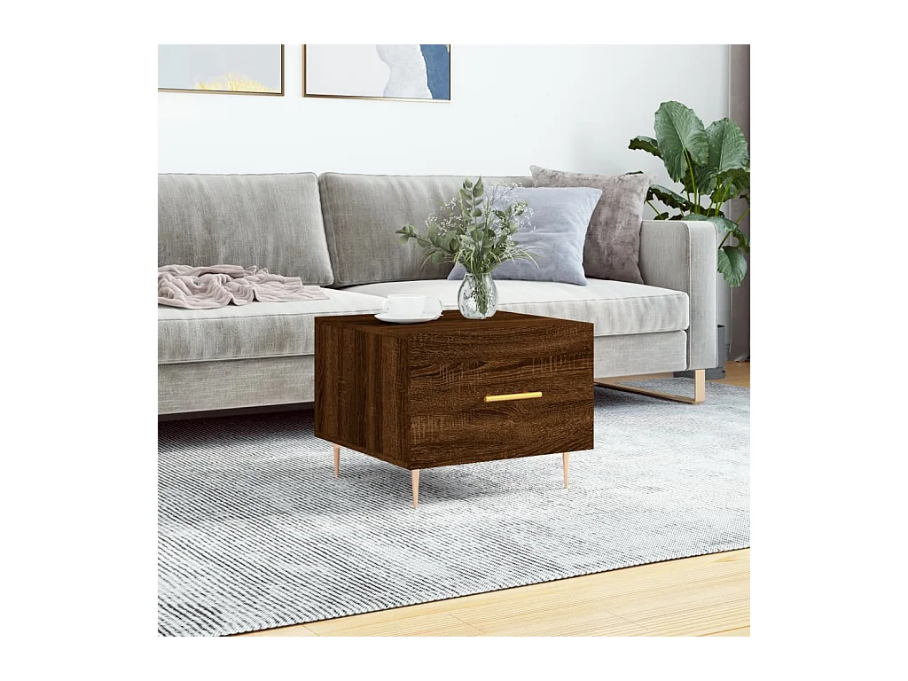 Mesa de centro | Mesa auxiliar madera de ingeniería roble artisan 55,5x55x45 cm SHL69968