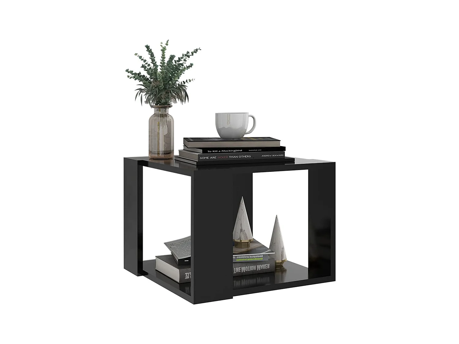 Mesa de centro | Mesa auxiliar con patas de metal marrón roble 50x50x40 cm SHL2642