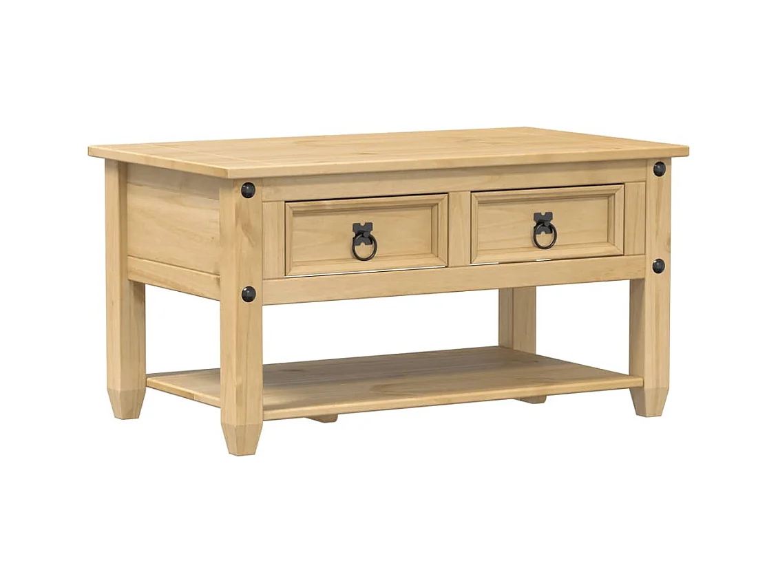 Table basse salon-Table d'appoint avec tiroirs Corona 85x50x45 cm bois de pin massif SHL45535