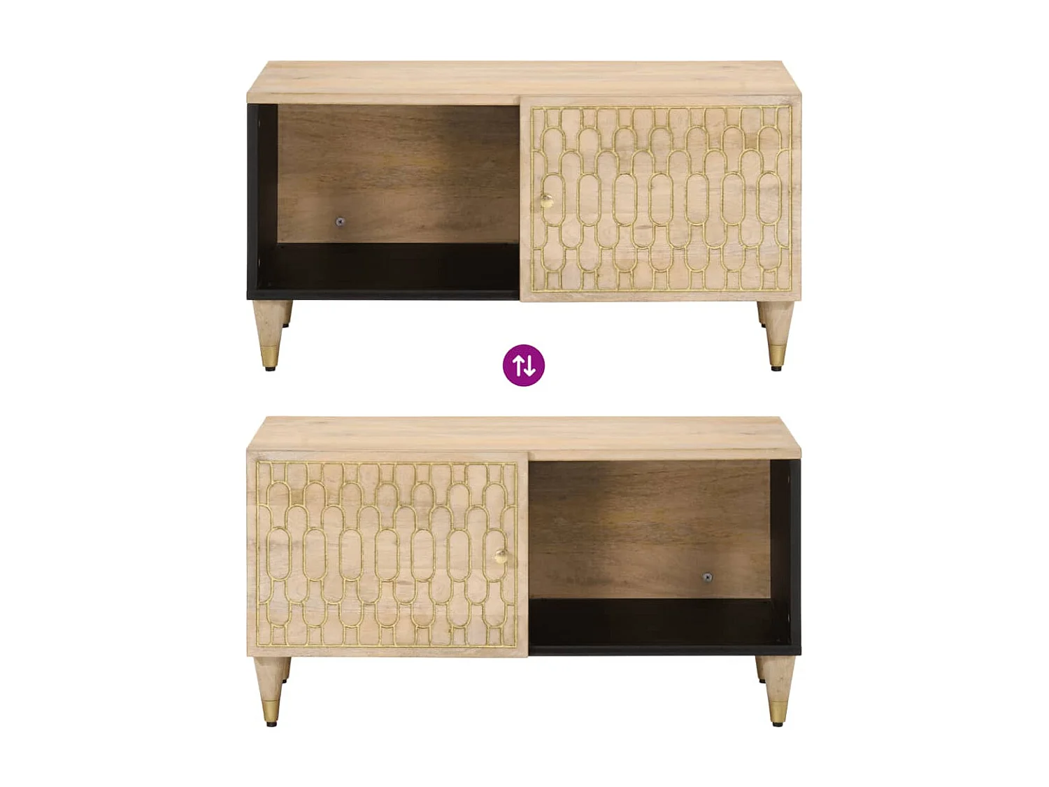 Couchtisch-Sofatisch-Beistelltische 80x50x40 cm Massivholz Mango SHL89823