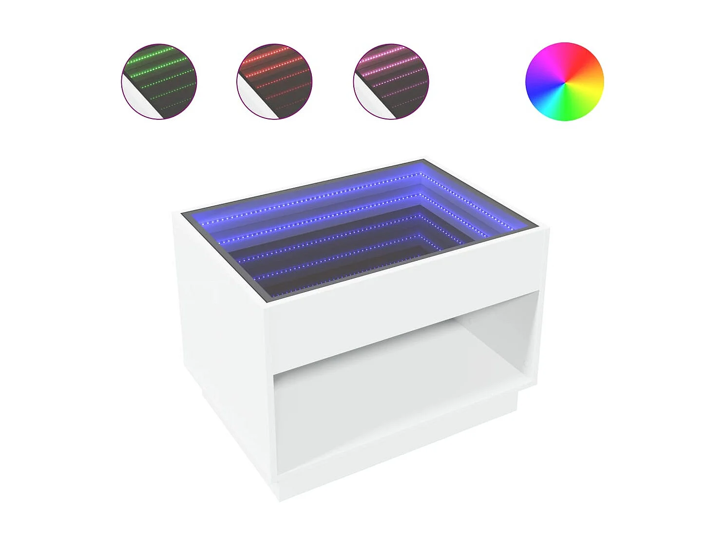 Couchtisch mit Infinity-LED | Beistelltische | Sofatisch Weiß 70x50x50 cm SHL23705