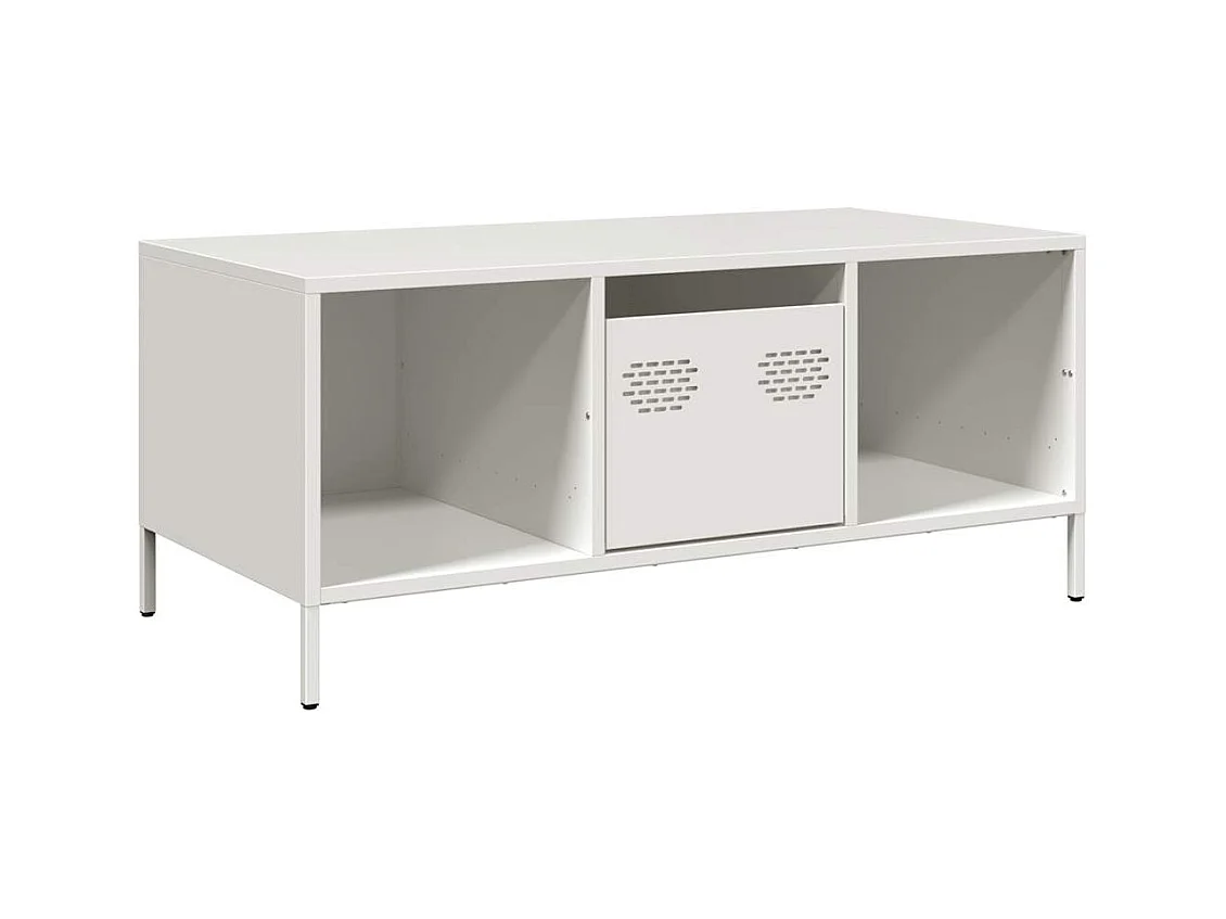 Mesa de centro | Mesa de apoio 101.5x50x43.5 cm aço laminado a frio branco