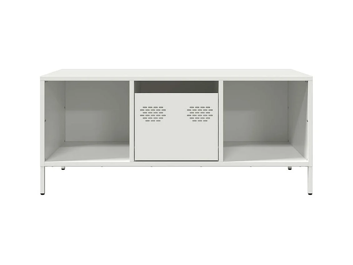 Mesa de centro | Mesa de apoio 101.5x50x43.5 cm aço laminado a frio branco