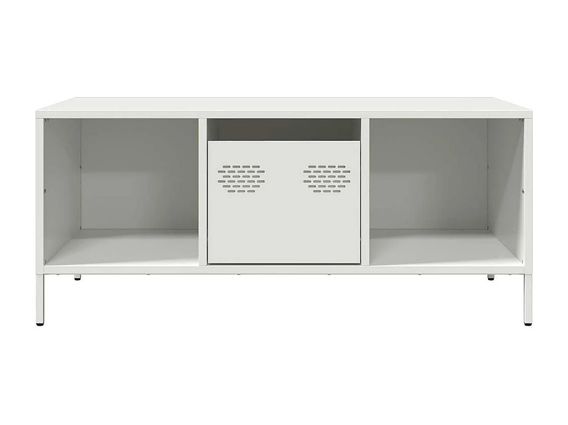 Couchtisch-Wohnzimmertisch-Beistelltische Weiß 101,5x50x43,5 cm Kaltgewalzter Stahl SHL37704