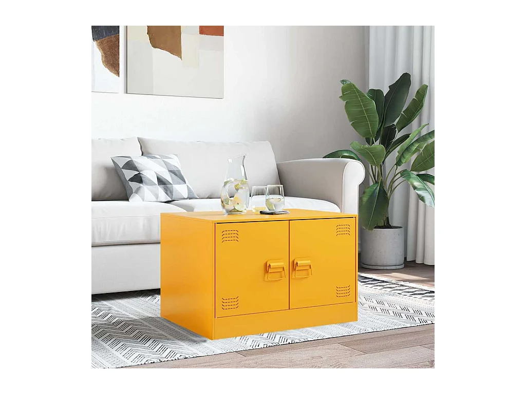Table basse salon-Table d'appoint Jaune moutarde 67x50x44 cm acier SHL11117