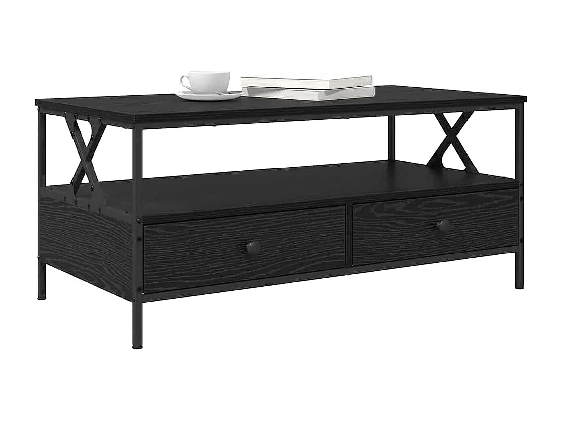 Table basse salon-Table d'appoint Chêne noir 100x51x45 cm Bois d'ingénierie SHL99034