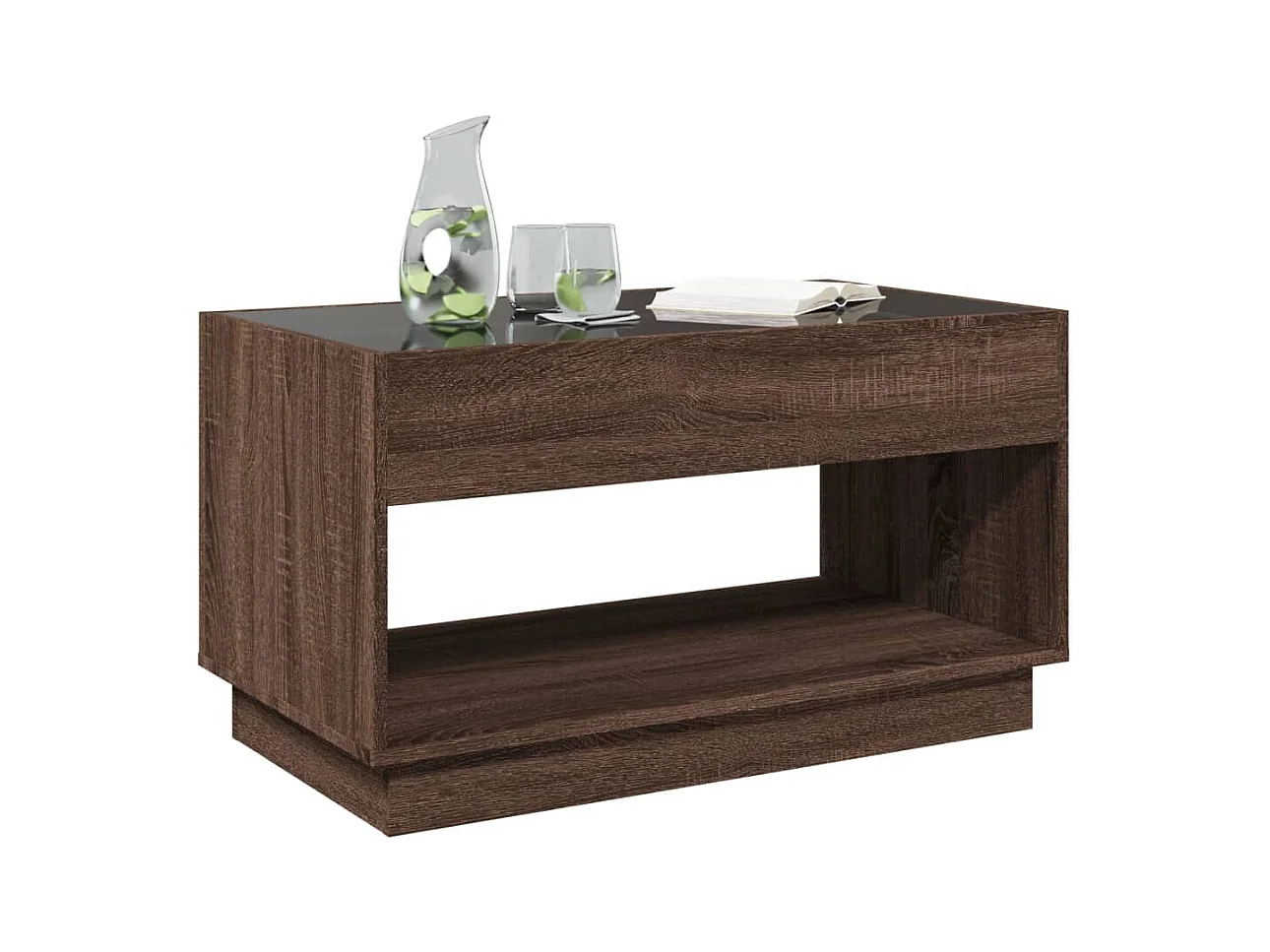 Mesa de centro | Mesa de apoio luzes LED Infinity 90x50x50 cm carvalho castanho