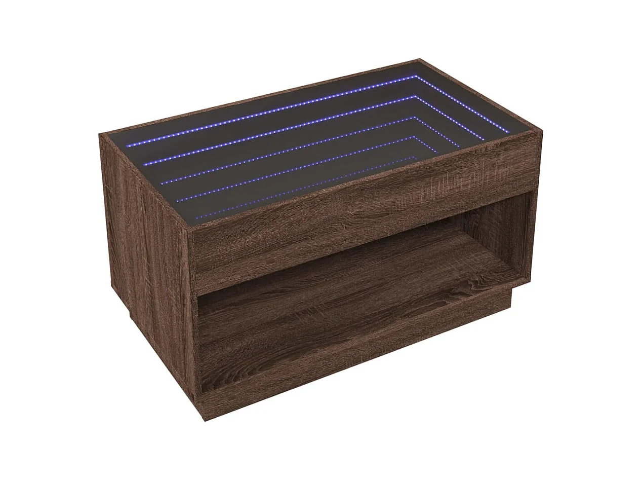 Mesa de centro | Mesa de apoio luzes LED Infinity 90x50x50 cm carvalho castanho