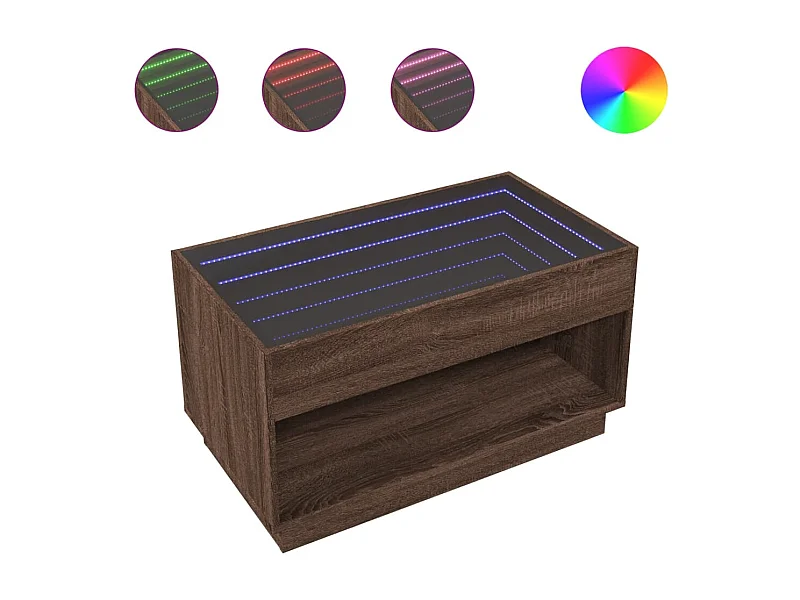 Couchtisch mit Infinity-LED | Beistelltische | Sofatisch Braun Eichen-Optik 90x50x50 cm SHL94186