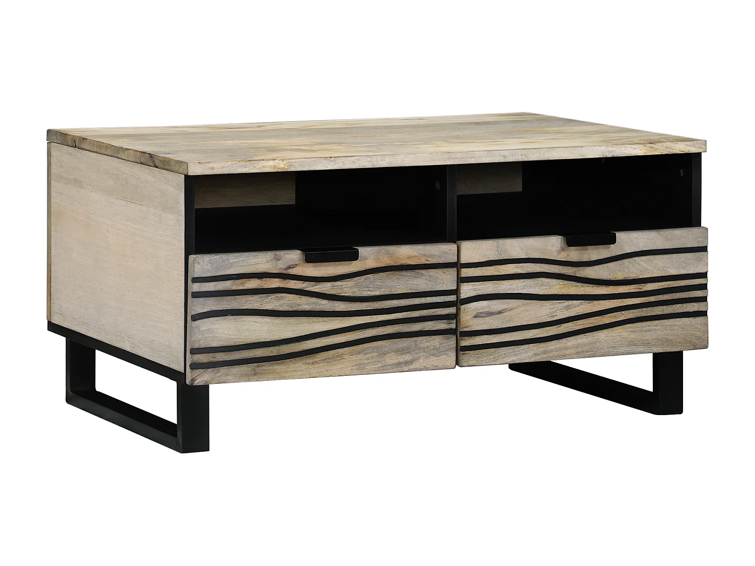 Table basse salon-Table d'appoint avec tiroir avec stockage Blanc, Noir 80x50x40 cm SHL31770