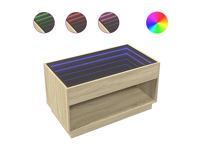 Mesa de centro | Mesa de apoio luzes LED Infinity 90x50x50 cm carvalho sonoma