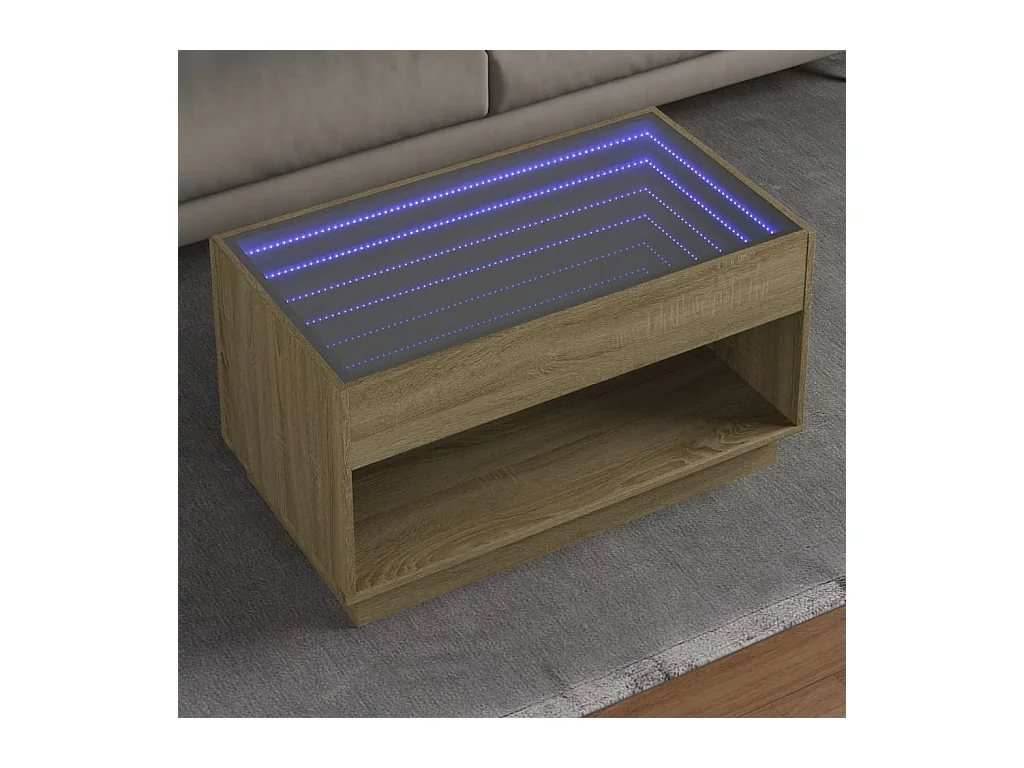 Mesa de centro | Mesa de apoio luzes LED Infinity 90x50x50 cm carvalho sonoma