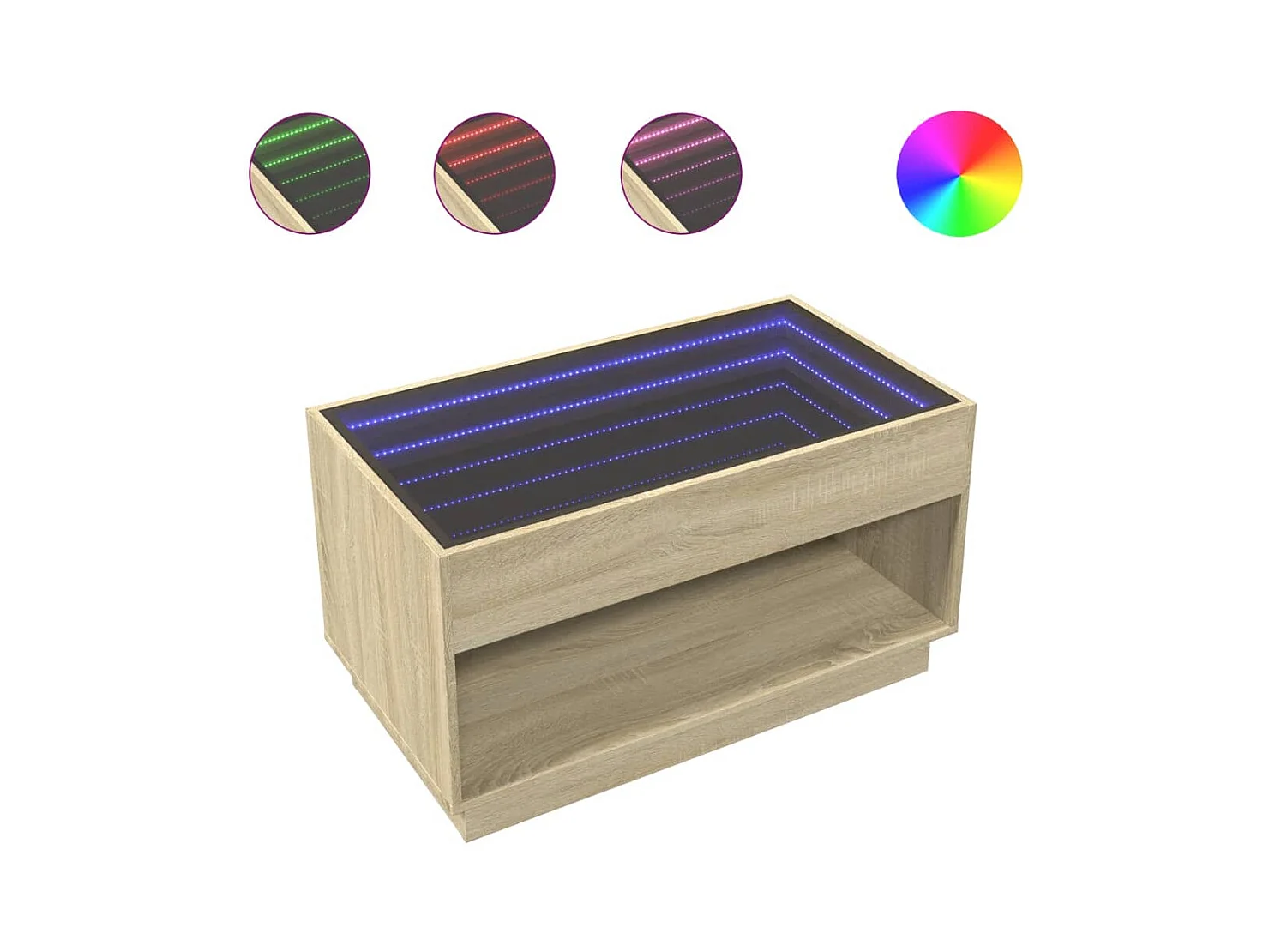 Table basse salon-Table d'appoint avec LED infini chêne sonoma 90x50x50 cm SHL92223